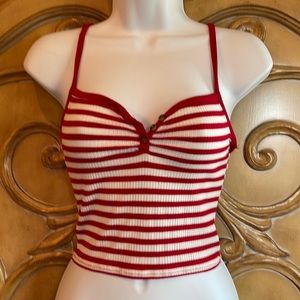Top shop red striped crop top